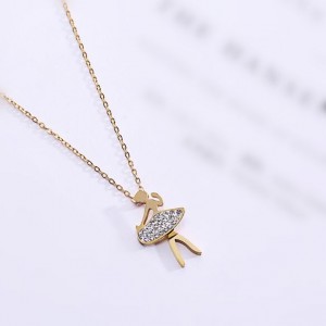 Ballet Dancer Pendant Fashion Stainless Steel Necklace - Gold