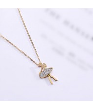 Ballet Dancer Pendant Fashion Stainless Steel Necklace - Gold
