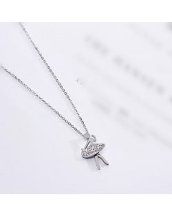 Ballet Dancer Pendant Fashion Stainless Steel Necklace - Platinum