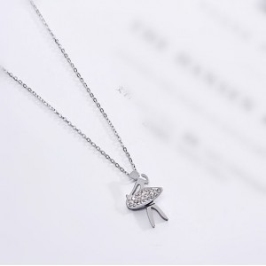 Ballet Dancer Pendant Fashion Stainless Steel Necklace - Platinum