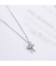 Ballet Dancer Pendant Fashion Stainless Steel Necklace - Platinum
