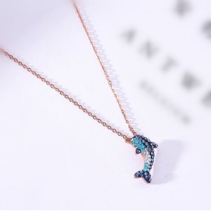 Dolphin Pendant Fashion Stainless Steel Necklace - Rose Gold