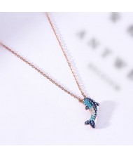 Dolphin Pendant Fashion Stainless Steel Necklace - Rose Gold