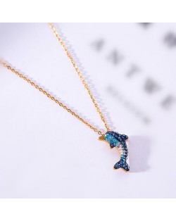 Dolphin Pendant Fashion Stainless Steel Necklace - Gold