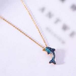 Dolphin Pendant Fashion Stainless Steel Necklace - Gold