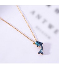 Dolphin Pendant Fashion Stainless Steel Necklace - Gold