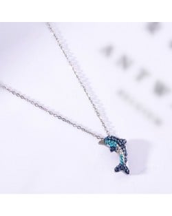Dolphin Pendant Fashion Stainless Steel Necklace - Silver