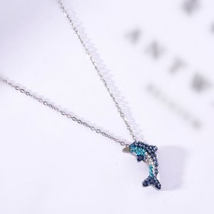 Dolphin Pendant Fashion Stainless Steel Necklace - Silver