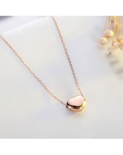 Classic Glossy Heart Pendant Fashion Stainless Steel Necklace - Rose Gold