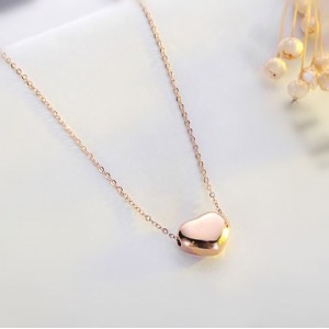 Classic Glossy Heart Pendant Fashion Stainless Steel Necklace - Rose Gold
