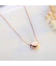 Classic Glossy Heart Pendant Fashion Stainless Steel Necklace - Rose Gold