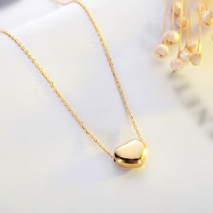 Classic Glossy Heart Pendant Fashion Stainless Steel Necklace - Gold