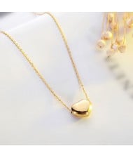 Classic Glossy Heart Pendant Fashion Stainless Steel Necklace - Gold