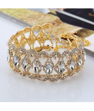 3 Colors Available Rhinestone Embellished Shining Fashion Hollow Choker Costume Necklace