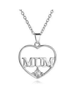 2 Colors Available Mum Theme Hollow Heart Design Fashion Necklace