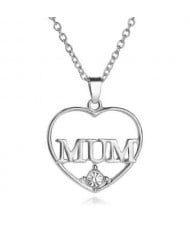 2 Colors Available Mum Theme Hollow Heart Design Fashion Necklace