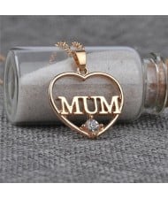 2 Colors Available Mum Theme Hollow Heart Design Fashion Necklace