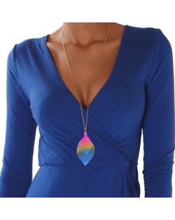 5 Colors Available Colorful Leaves Women High Fashion Costume Necklace