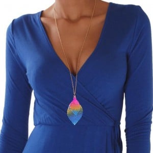 5 Colors Available Colorful Leaves Women High Fashion Costume Necklace