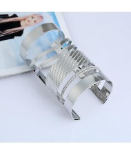Two Colors Available Punk High Fashion Super Wide Alloy Costume Bangle