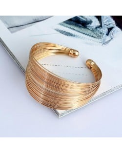 3 Colors Available Wires Style Wide Alloy Open Fashion Bangle