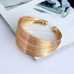 3 Colors Available Wires Style Wide Alloy Open Fashion Bangle