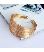 3 Colors Available Wires Style Wide Alloy Open Fashion Bangle