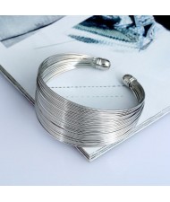 3 Colors Available Wires Style Wide Alloy Open Fashion Bangle