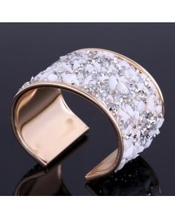 6 Colors Available Colorful Stones and Rhinestone Embellished Alloy Open Fashion Bangle