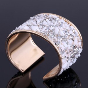 6 Colors Available Colorful Stones and Rhinestone Embellished Alloy Open Fashion Bangle