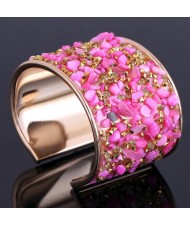 6 Colors Available Colorful Stones and Rhinestone Embellished Alloy Open Fashion Bangle
