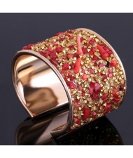 6 Colors Available Colorful Stones and Rhinestone Embellished Alloy Open Fashion Bangle
