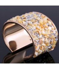 6 Colors Available Colorful Stones and Rhinestone Embellished Alloy Open Fashion Bangle