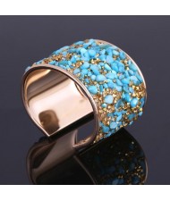 6 Colors Available Colorful Stones and Rhinestone Embellished Alloy Open Fashion Bangle