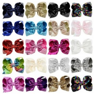 (20 pcs Per Unit) Sequins Colorful Bowknot Design Cute Kids/ Baby Hair Clips Set