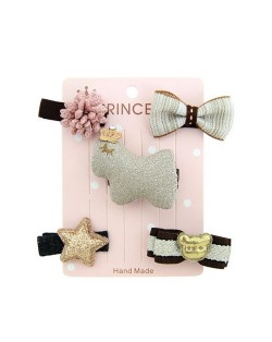 (5 pcs) Cute Chick Bowknots Fashion Baby Hair Clip Set