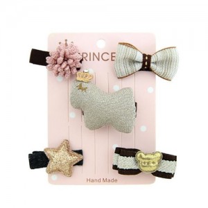 (5 pcs) Cute Chick Bowknots Fashion Baby Hair Clip Set