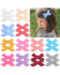 (24 pcs) Solid Color Cute Bowknot Baby Hair Clips Set