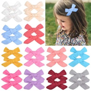 (24 pcs) Solid Color Cute Bowknot Baby Hair Clips Set