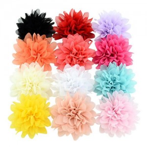 (12 pcs) Chiffon Flower Baby Hair Clip Set