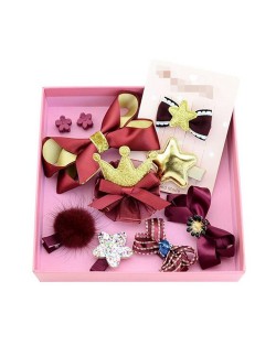 (10 pcs) Crown and Star Fashion Baby Hair Clip Set