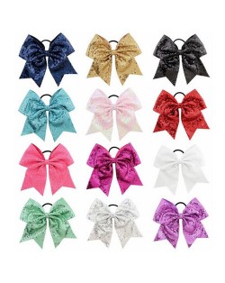 (12 pcs) Shining Sequins Swallowtail Bow Baby Hair Clip Set