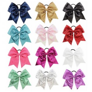 (12 pcs) Shining Sequins Swallowtail Bow Baby Hair Clip Set