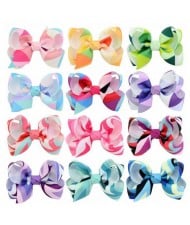 (12 pcs) Gradient Color Cute Bow Baby Hair Clip Set