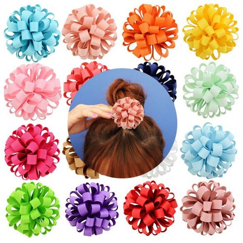 (20 pcs) Ribbon Weaving Hemisphere Floral Design Baby Hair Clip Set