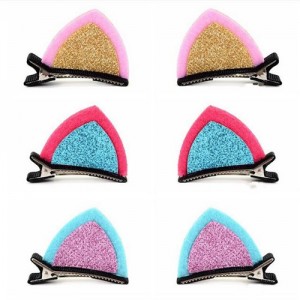 (6 pcs) Cat Ear Design High Fashion Baby Hair Clip Set