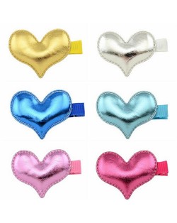 (6 pcs) Glistening Heart Baby Hair Clip Set