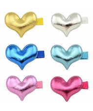 (6 pcs) Glistening Heart Baby Hair Clip Set