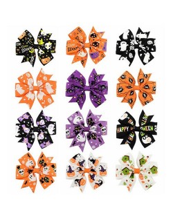 (12 pcs) Holloween High Fashion Baby Hair Clip Set