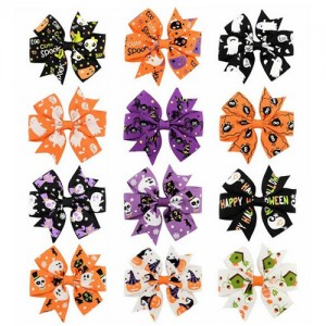 (12 pcs) Holloween High Fashion Baby Hair Clip Set
